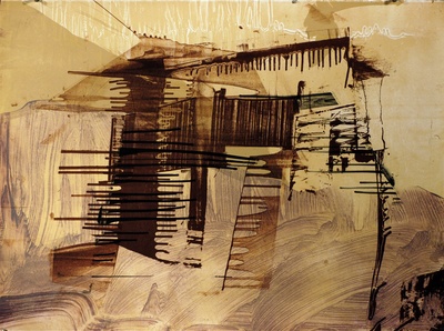 James Lavadour, Stick House, 2006, lithograph, 22 1/2" x 30"