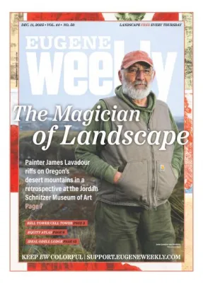 Eugene Weekly Cover, James Lavadour near Pendleton. Photo by Mario Gallucci.