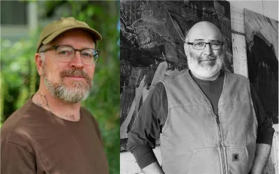 Left: Portrait of Ryan Pierce by Sadie Wechsler. Right: Portrait of James Lavadour by Walters Photographers, Pendleton, Oregon.