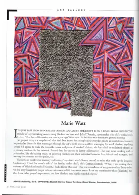 Marie Watt, Cowboys & Indians Magazine